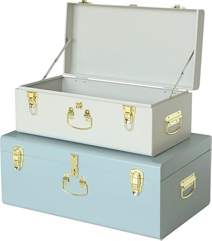 Amazon.com: Vixdonos Metal Trunk Decorative Storage Box Set of 2